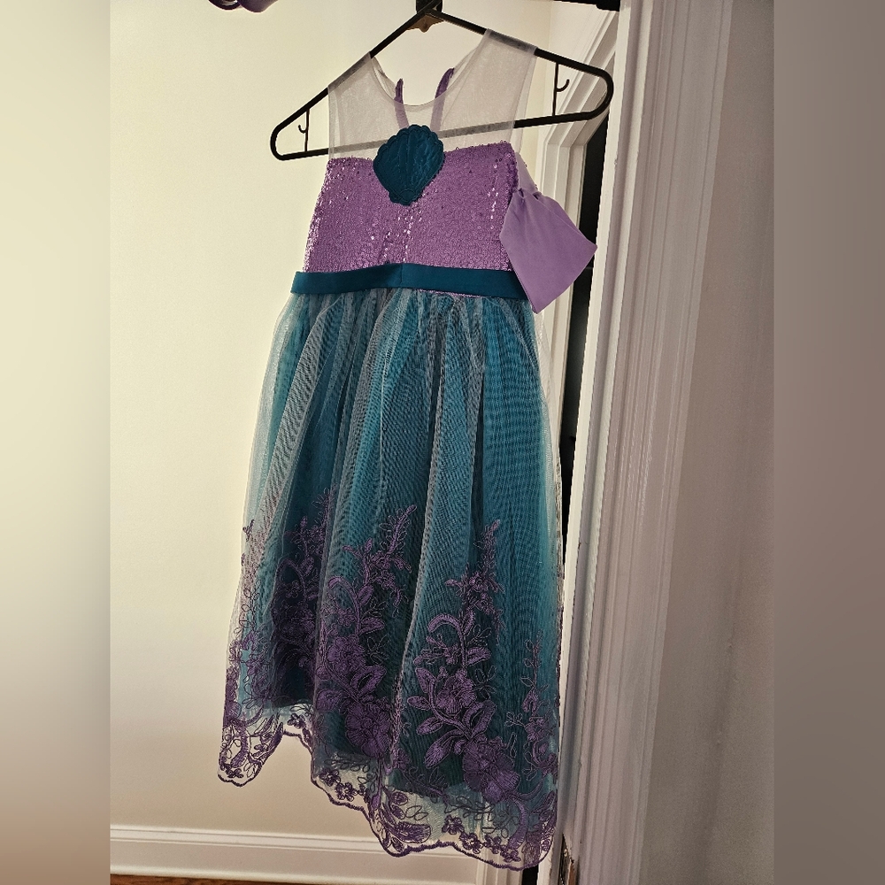 Ariel dress with wig and voice shell necklace
